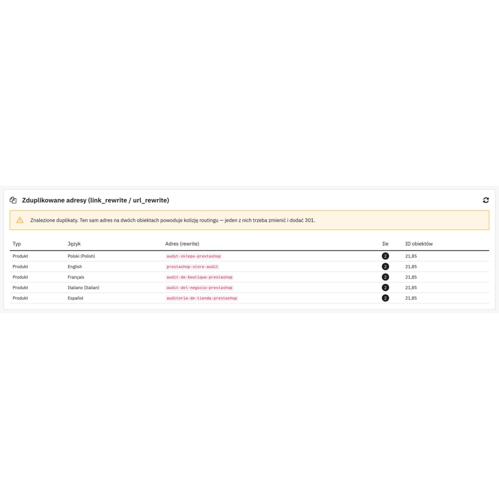 Reindirizzamenti 301 ed errori 404 - Gestione URL - Modulo PrestaShop