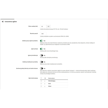 Registro del historial de precios de los productos