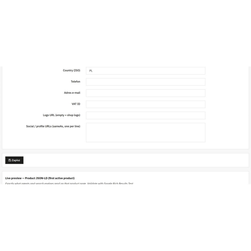 Dati strutturati Schema.org e JSON-LD - Modulo PrestaShop