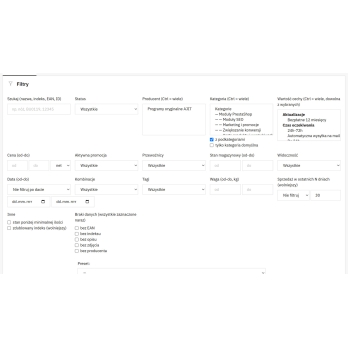 12+ filters for precise product selection