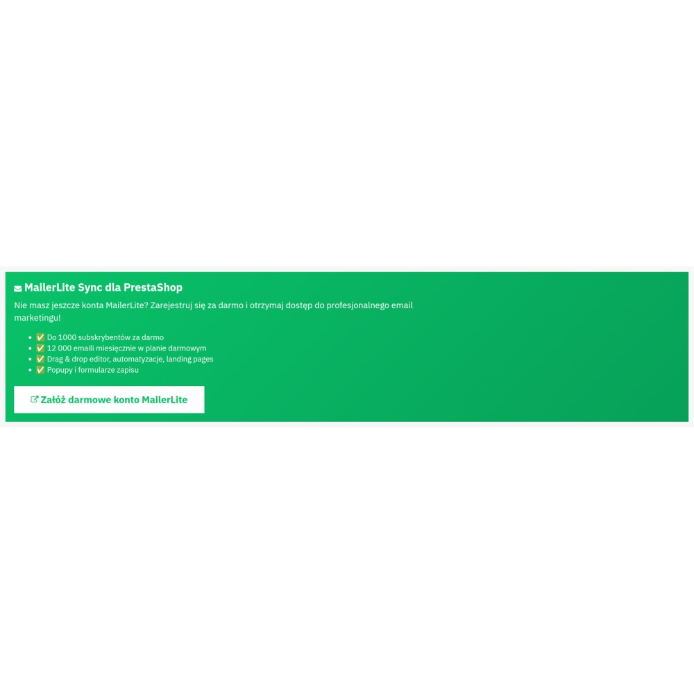 Intégration MailerLite newsletter et formulaires - Module PrestaShop