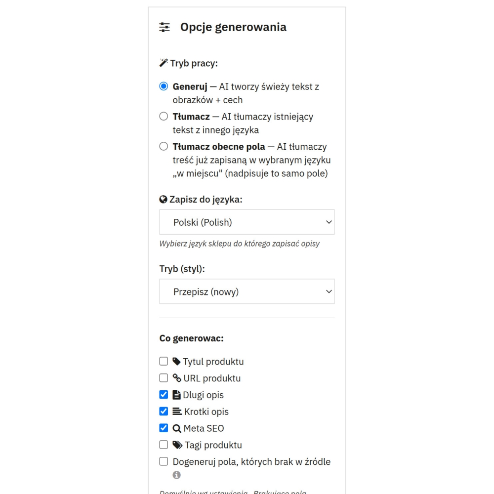 Générateur de descriptions AI et de traductions de produits - Module PrestaShop
