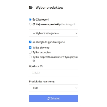Sélection des produits
