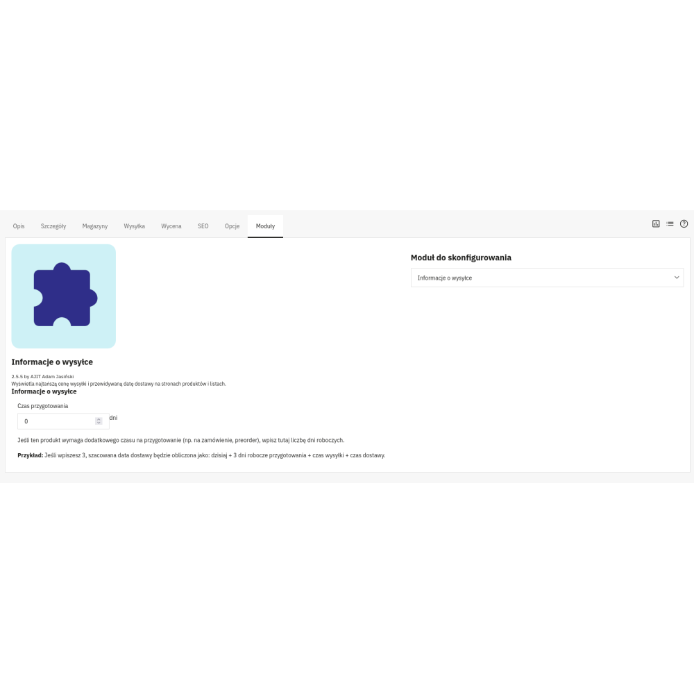 Costo di spedizione e data di consegna - Modulo PrestaShop
