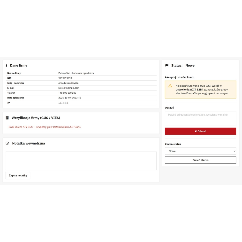 Area B2B PrestaShop - registrazione e gestione dei grossisti - Modulo PrestaShop