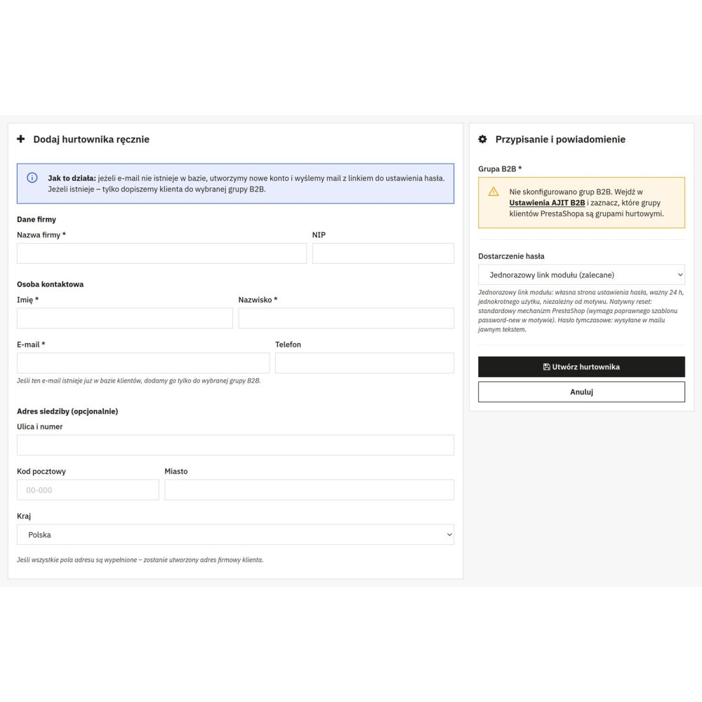 Espace B2B PrestaShop - inscription et gestion des grossistes - Module PrestaShop