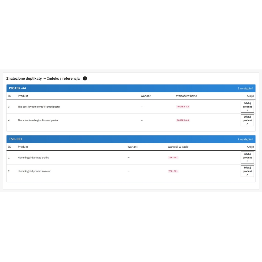 Duplicados de SKU, EAN y MPN - Módulo PrestaShop
