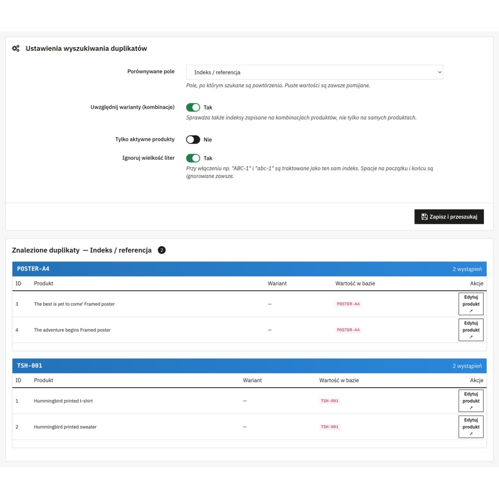 Duplicados de SKU, EAN y MPN - Módulo PrestaShop
