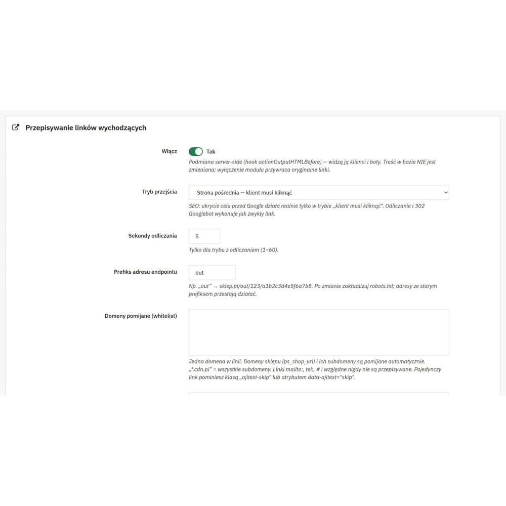 Liens externes - redirections et statistiques - Module PrestaShop