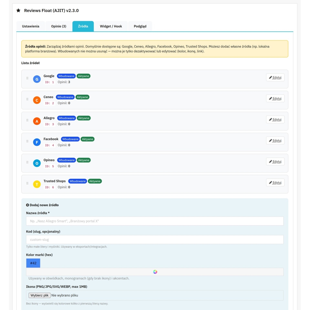 Google, Ceneo and Allegro Reviews Widget - PrestaShop Module