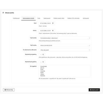 Leistenliste und Zeitplan