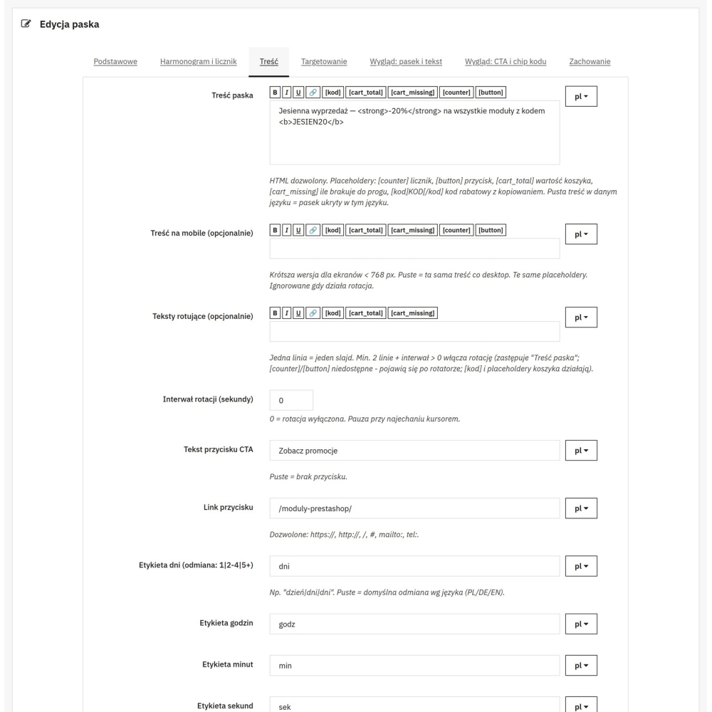 Promo Bar with Countdown and Scheduling - PrestaShop Module