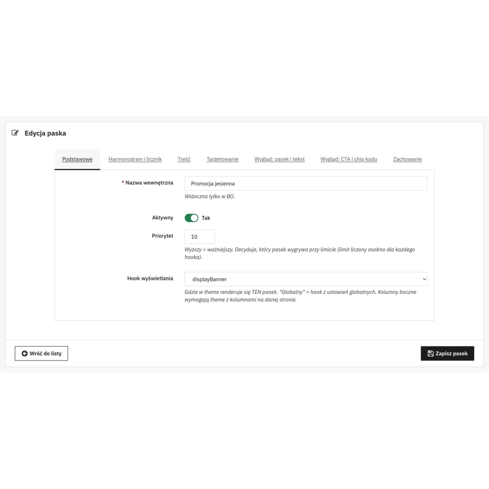 Barra promozionale con conto alla rovescia e pianificazione - Modulo PrestaShop