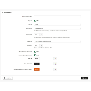 Configuration du menu