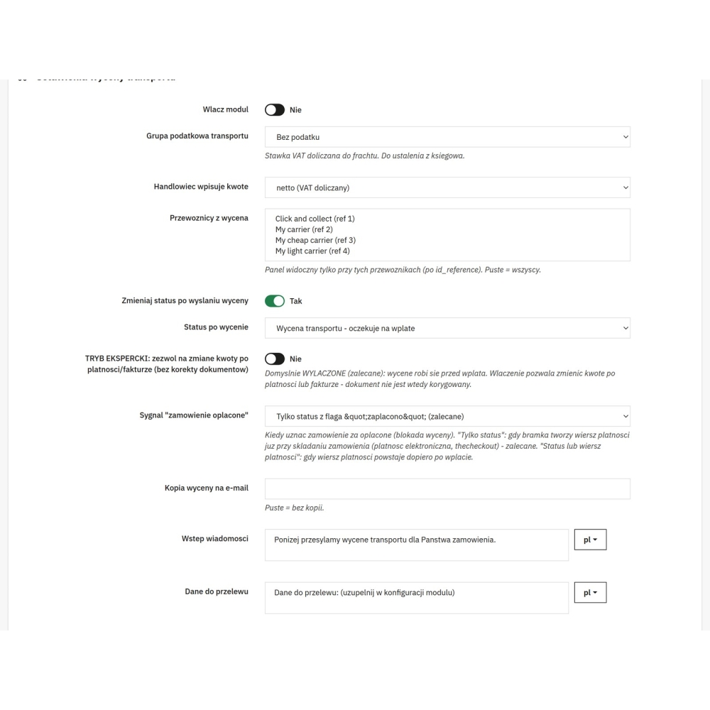 Individual freight quotation - PrestaShop Module