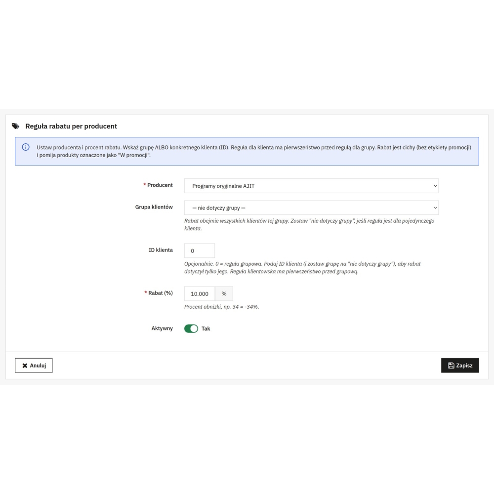 Remises par fabricant et par groupe de clients pour PrestaShop - Module PrestaShop