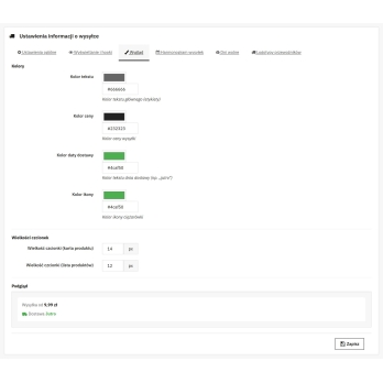 Match colors and text size to your shop