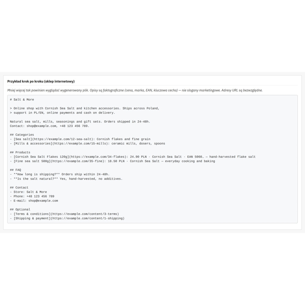 Generatore llms.txt per PrestaShop - catalogo per AI