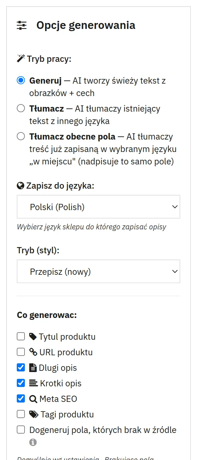 Génération et traduction des descriptions de produits