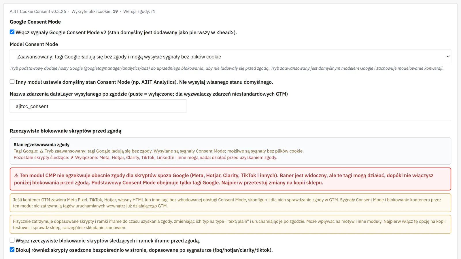 Integrazione con Google Consent Mode v2