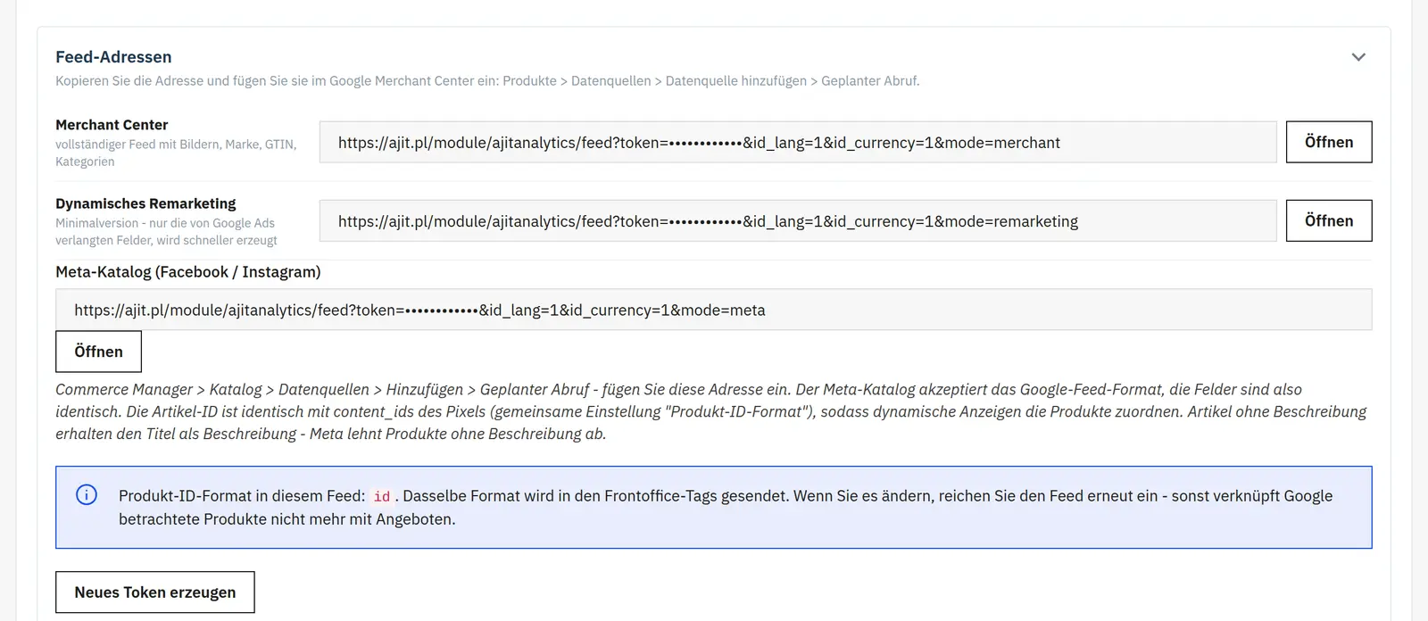 Eigener Merchant-Feed und Remarketing