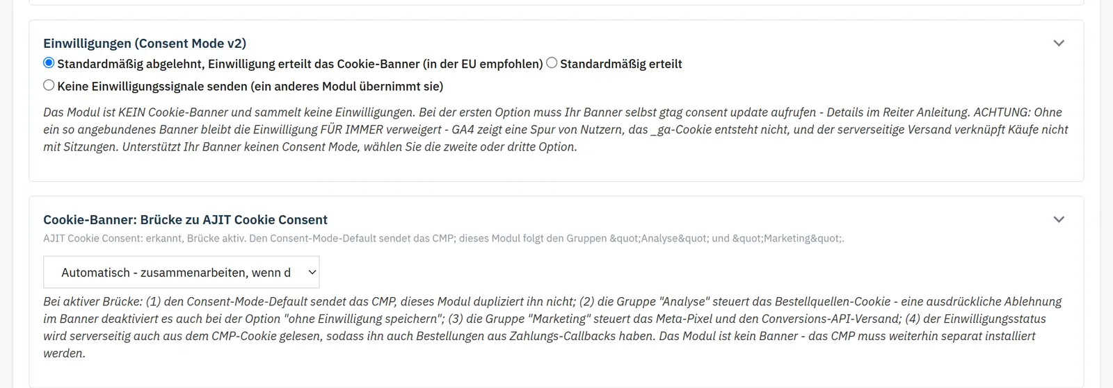 Berichte und Consent Mode