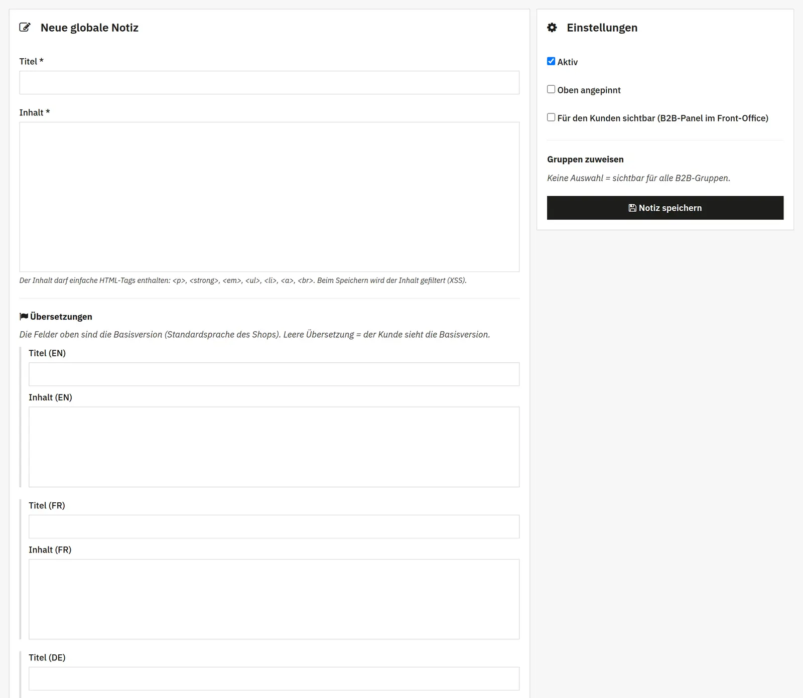 Notizen und Informationen