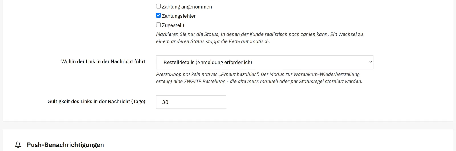 Unvollständige Zahlungen