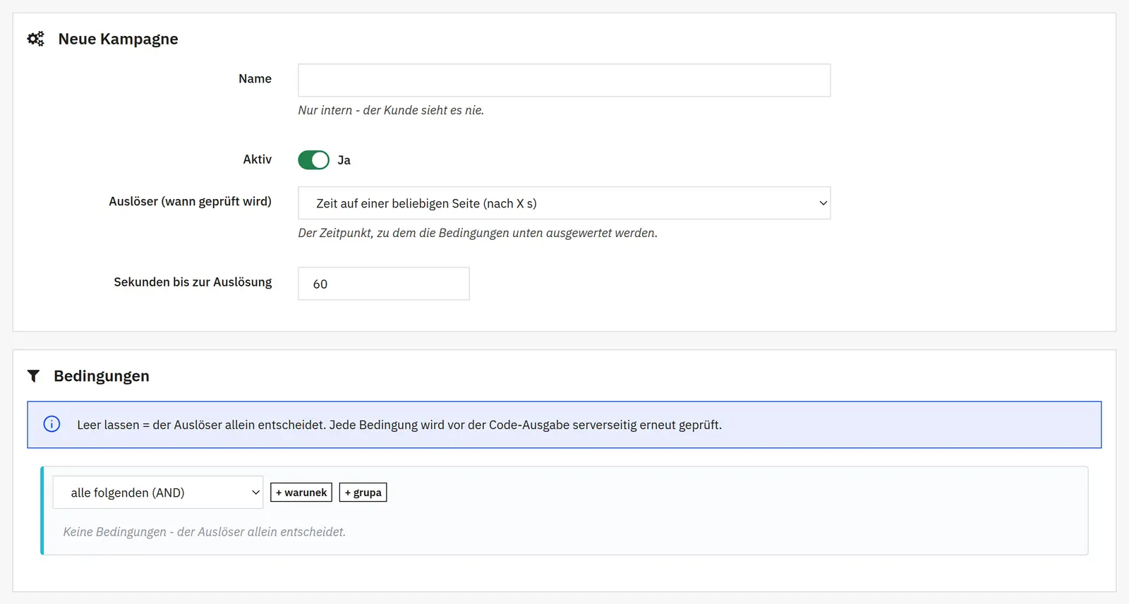 Kampagnen auf Basis von AND/OR-Bedingungen