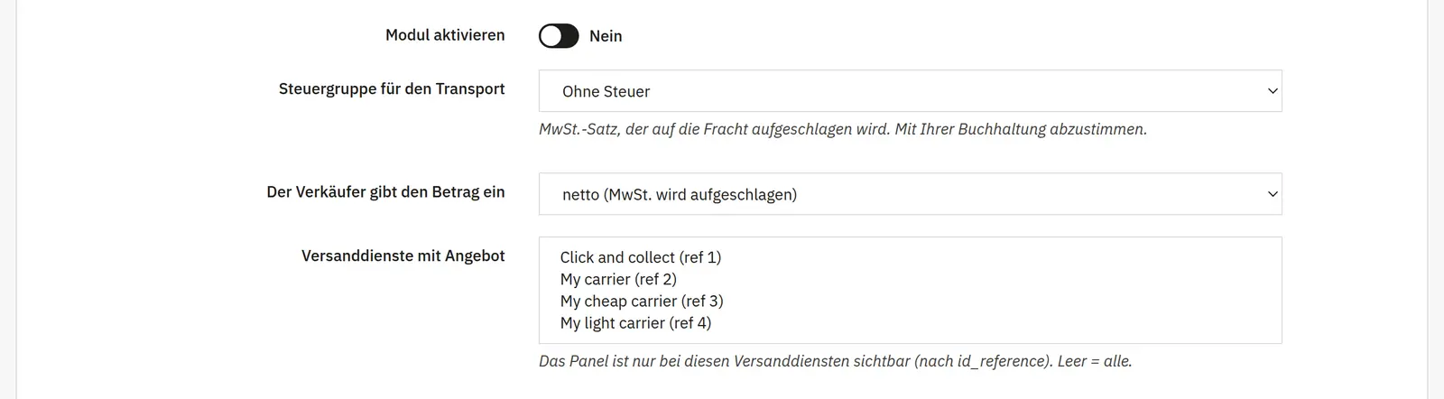 Regeln der Transportkalkulation