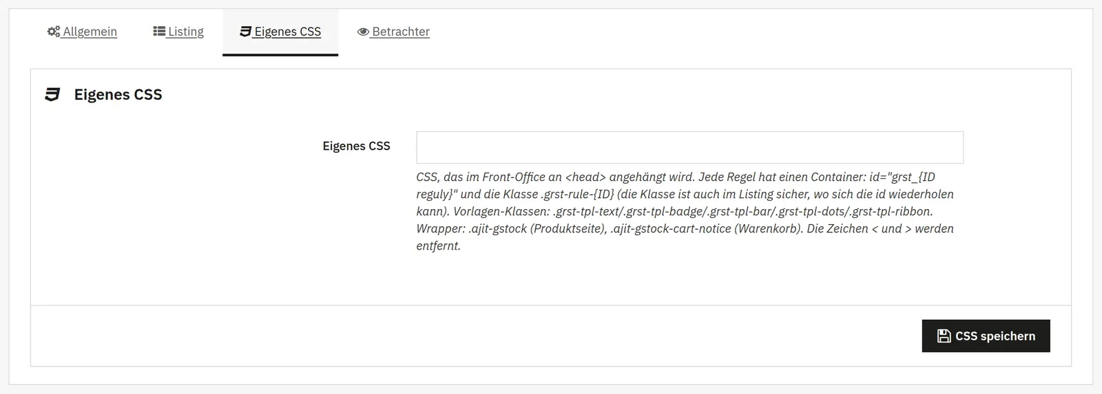 Kontrolle über Aussehen und Tests
