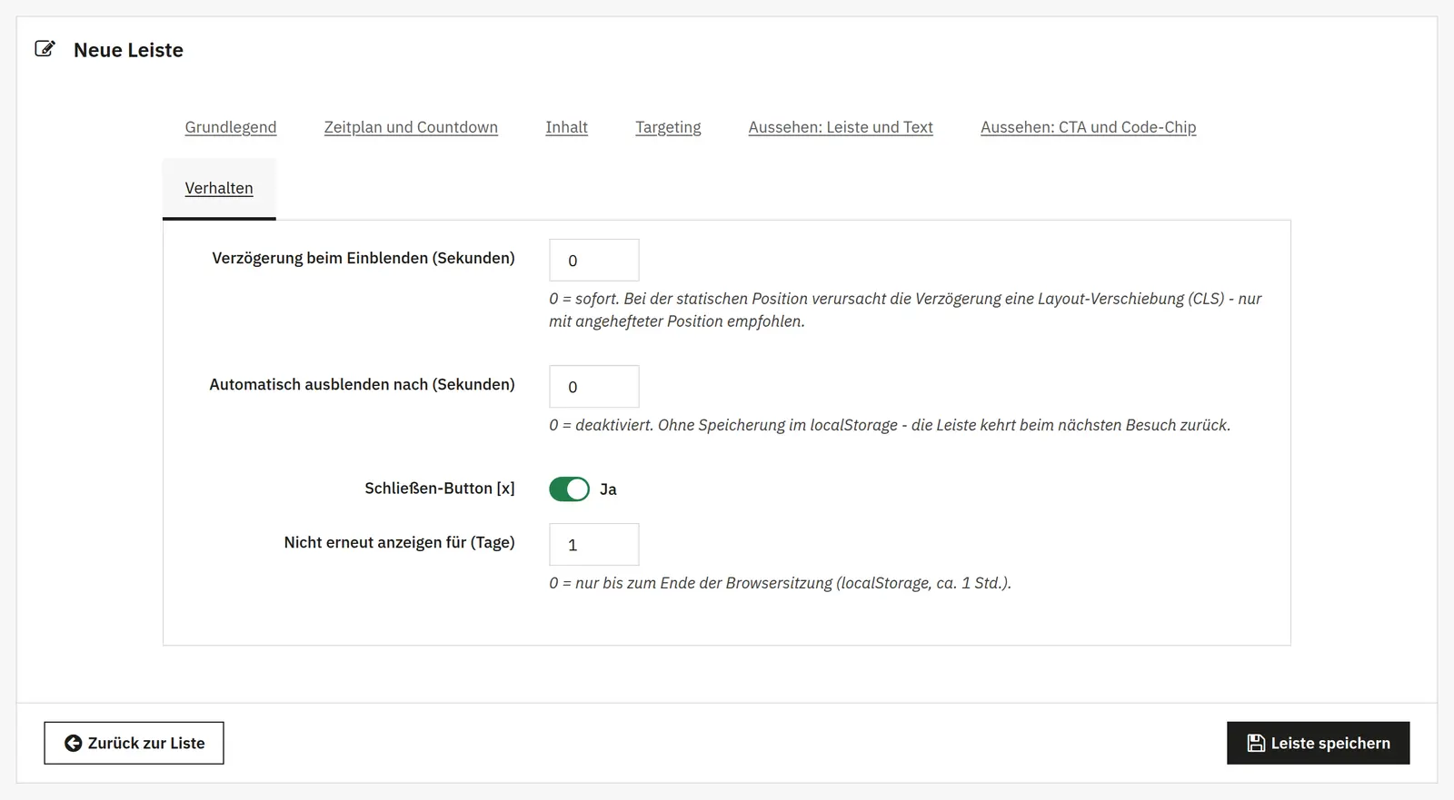 Schließen mit Gedächtnis