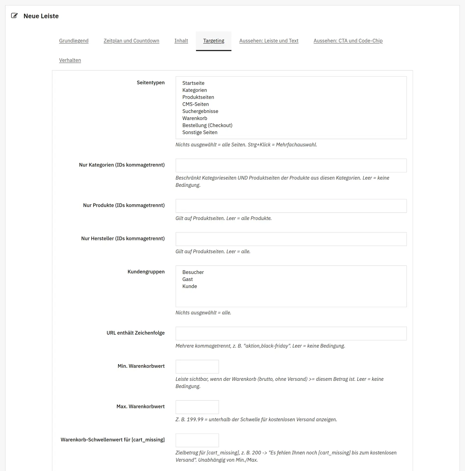 Sichtbarkeitsbedingungen