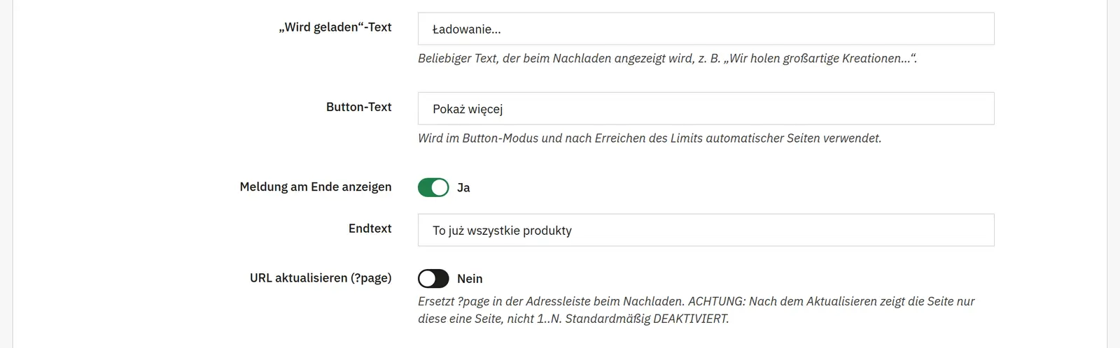 Eigener Text der Lademeldung