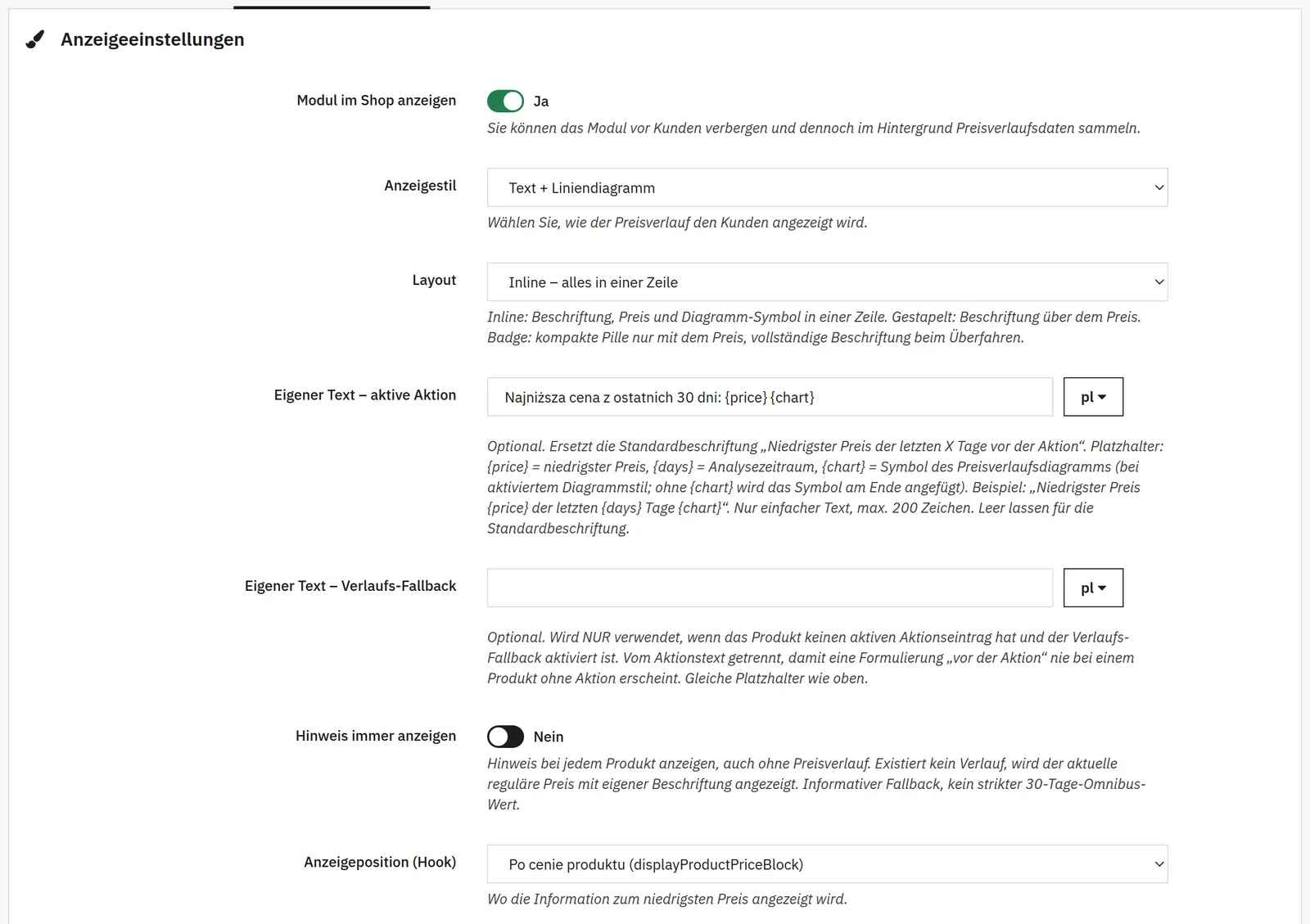 Information auf der Seite