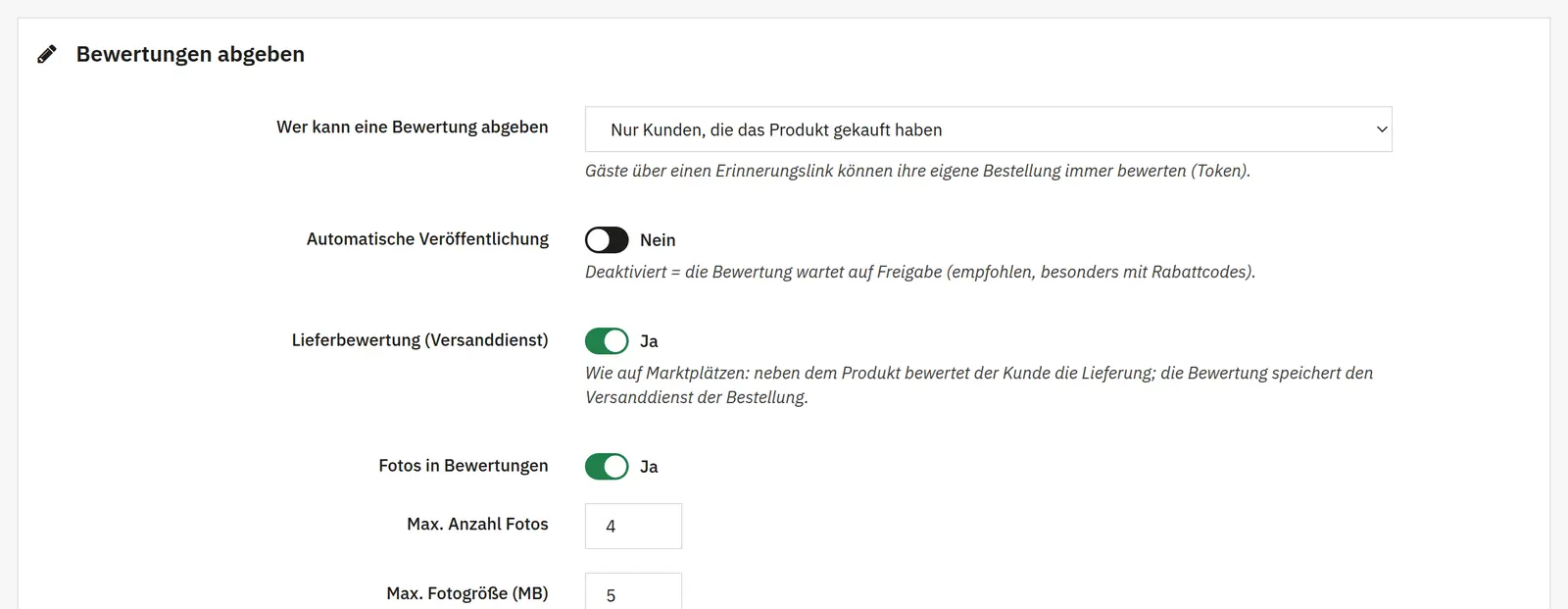 Fotos und Videos in Bewertungen