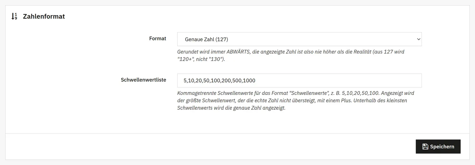 Format des Zählers