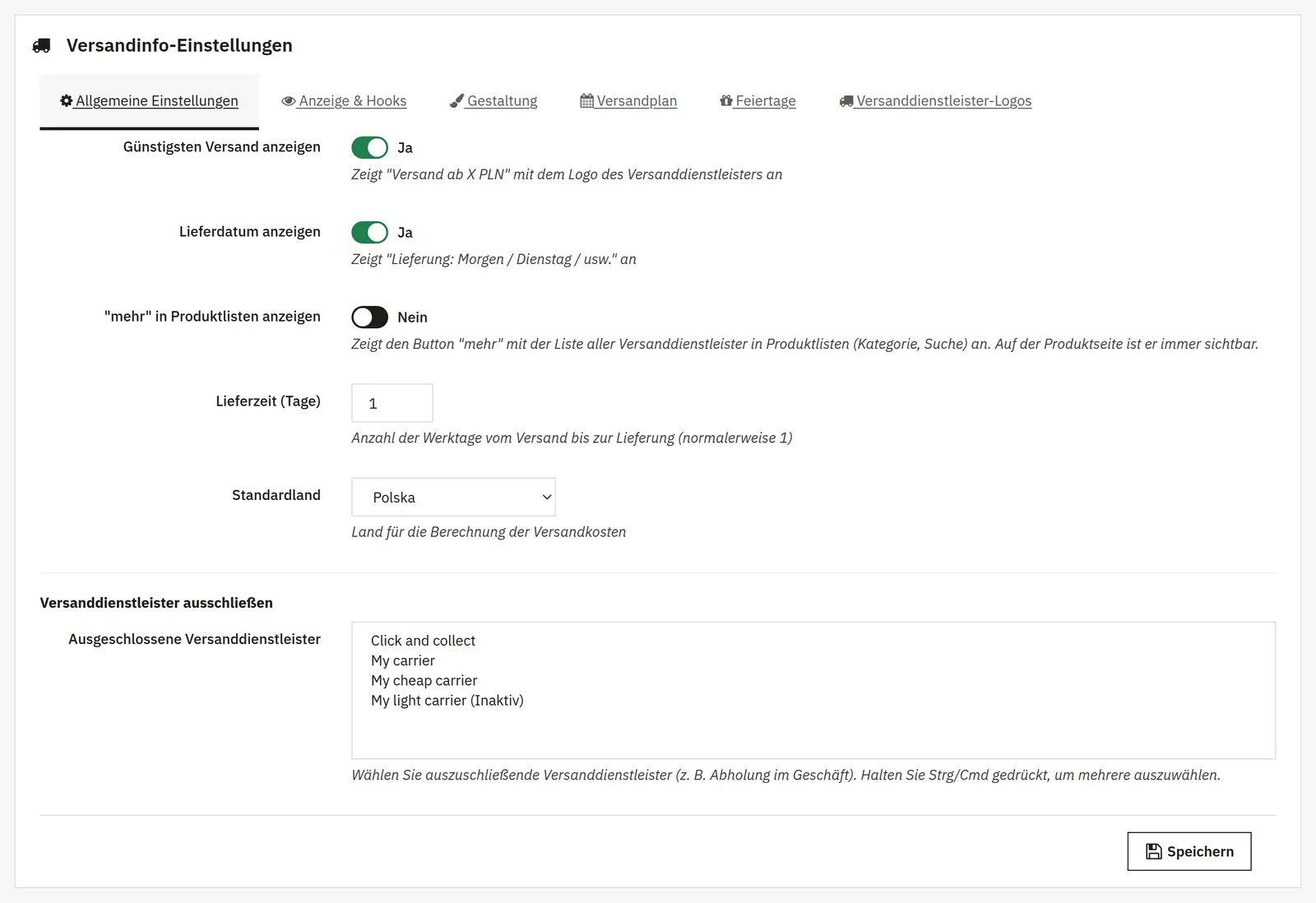 Wählen Sie die für den Kunden sichtbaren Informationen
