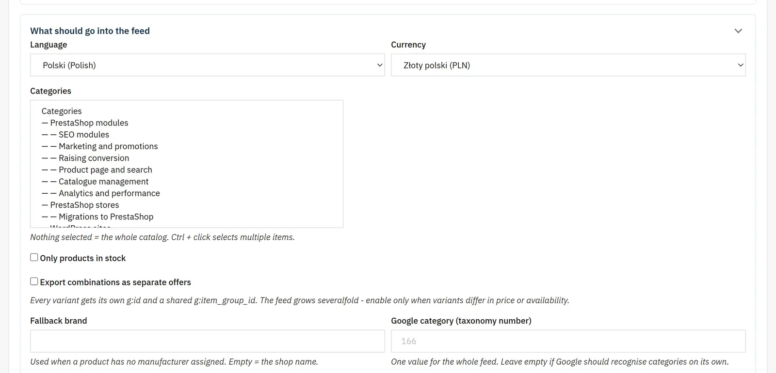 Product feed
