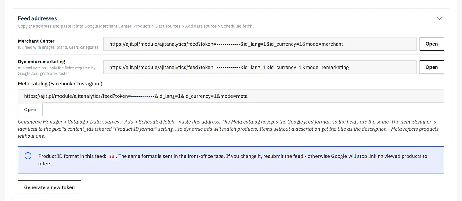 Own Merchant feed and remarketing