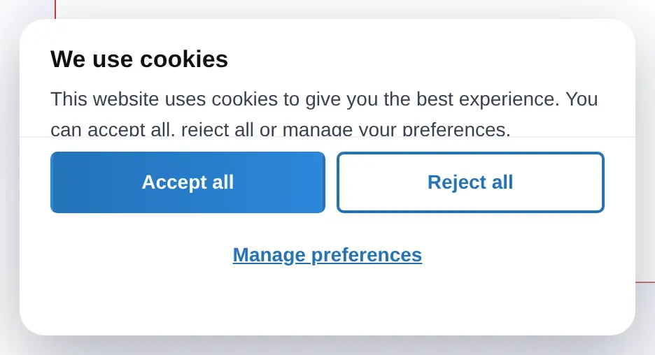 Configurable banner and cookie preferences panel