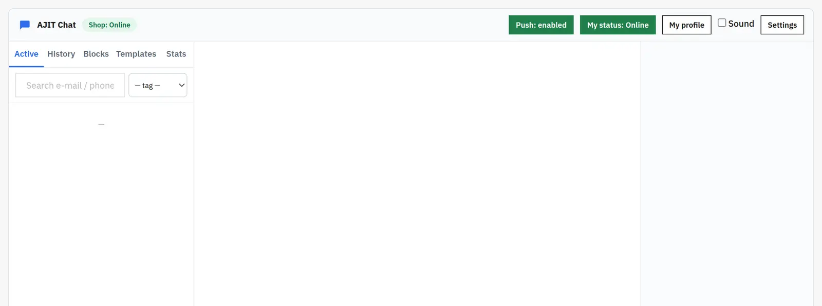 Live chat with an operator panel