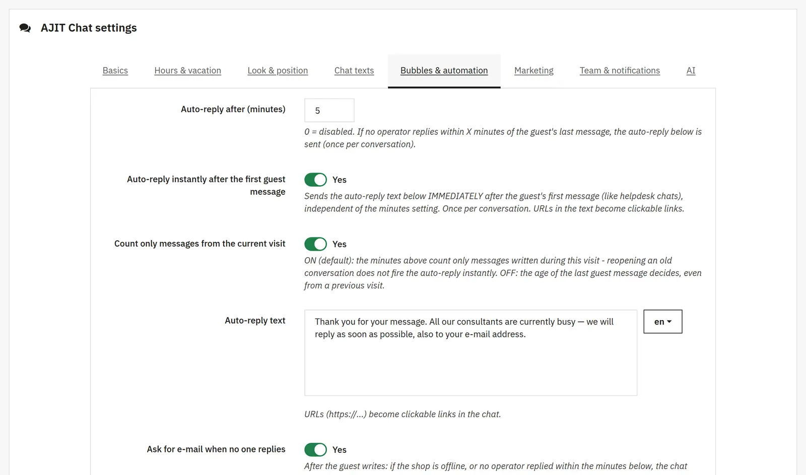 Teasers and automatic replies