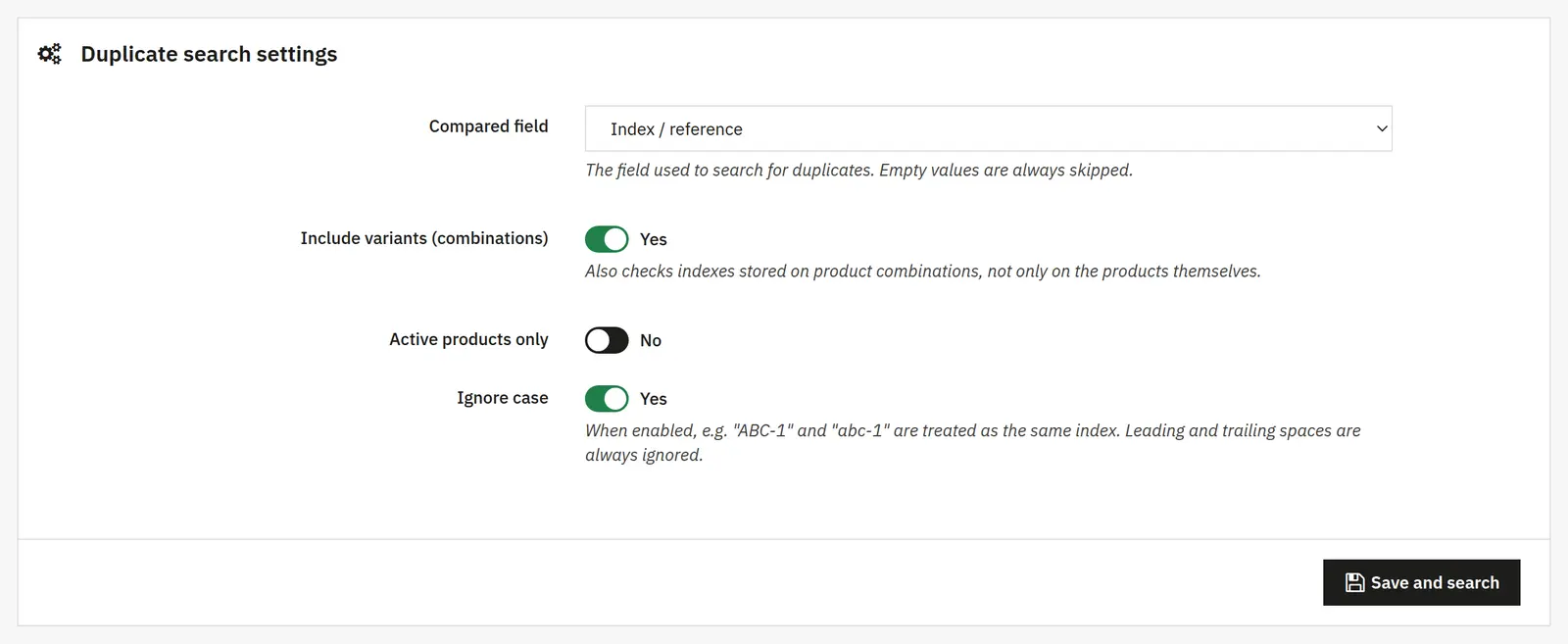 Duplicate search