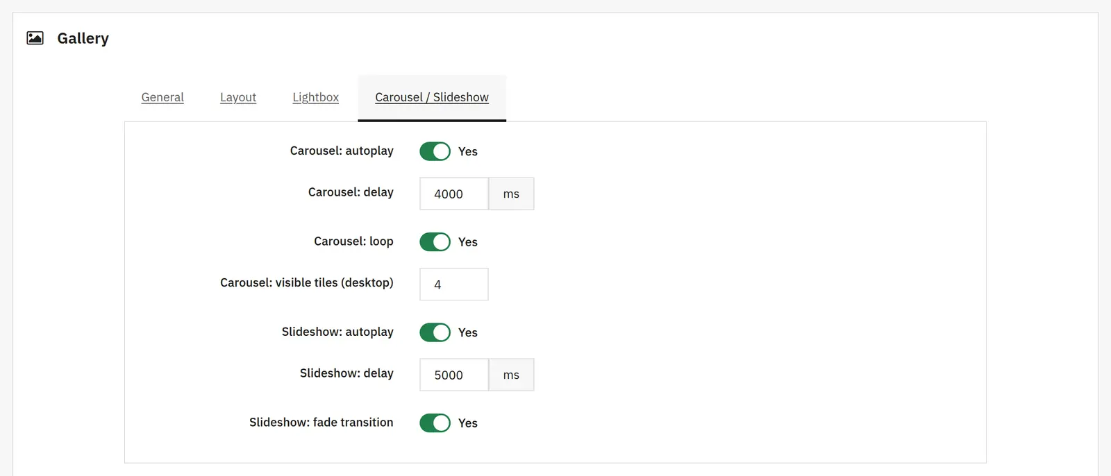 Carousels, slideshows and lightbox