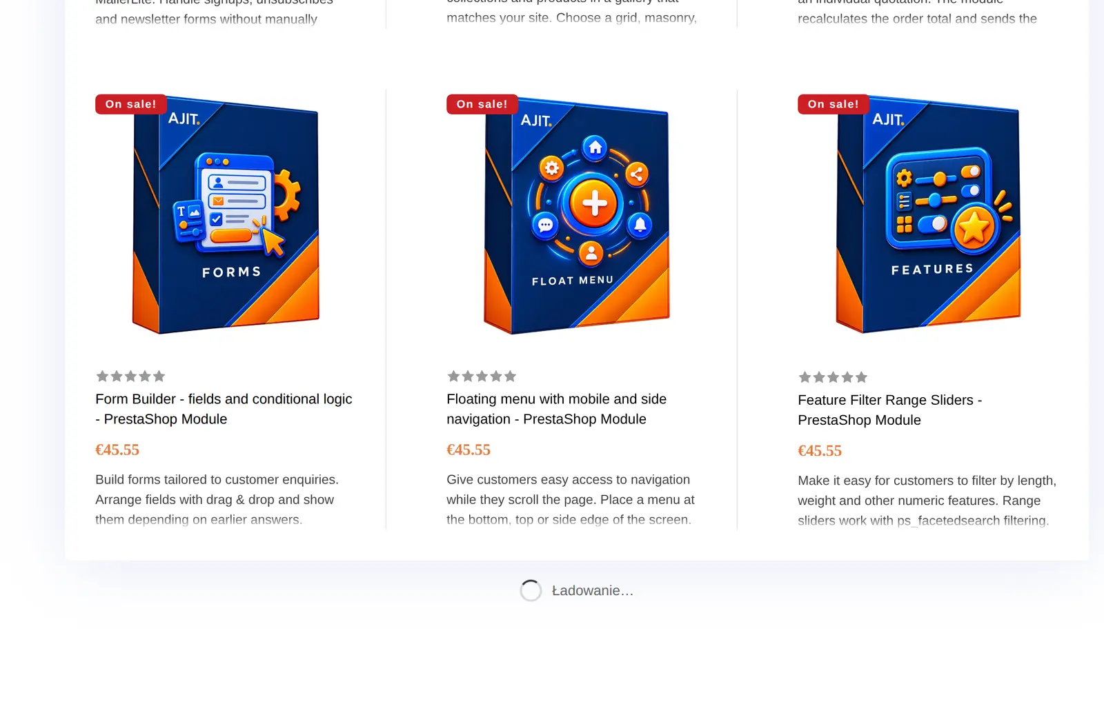 Loading further pages of the product list