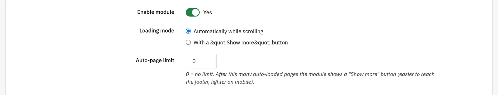 Automatic mode and a show-more button