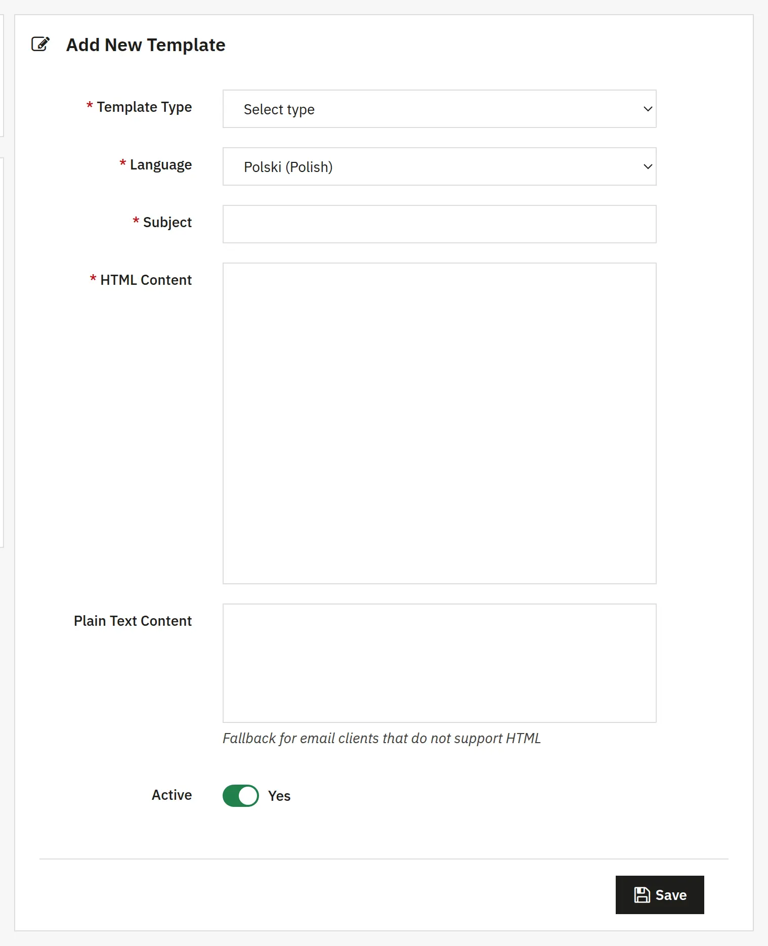 E-mail notification support