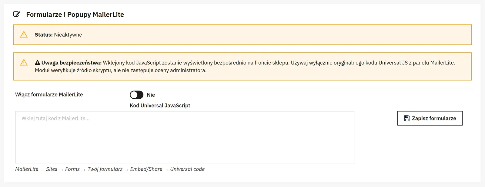Formularios y popups de MailerLite