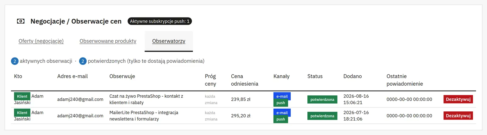 Notifiche e privacy